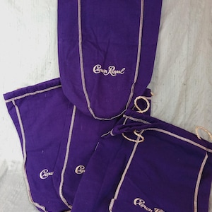 5 größere lila Zugbeutel von Crown Royal / 12-Zoll-Stoffbeutelposten, Spirituosenpaket, Bastelbedarf