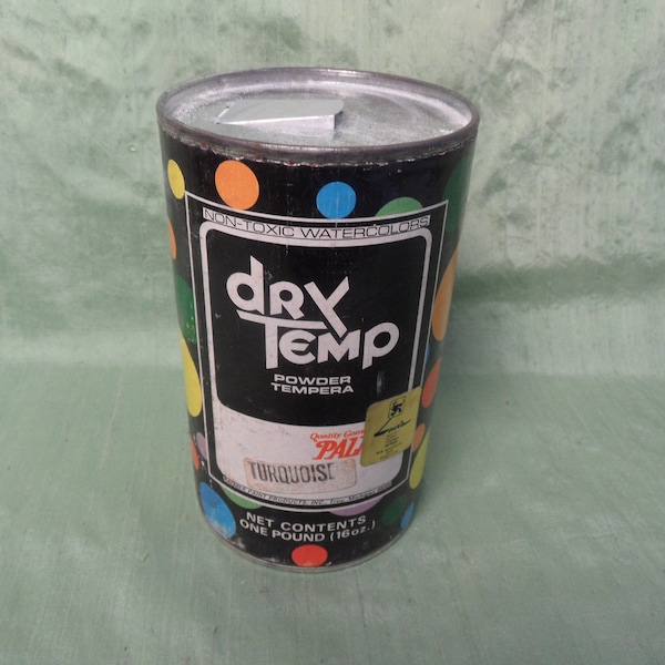 Dry Temp Powder Tempera tin,  vintage, turquoise, watercolor paint powder