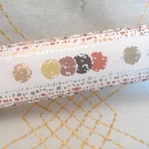 Wallpaper Border / 1 roll of original 1940's border /  modern dot yellow and brown  / vintage , 3",  Meyercord Trimz / NOS