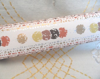 Wallpaper Border / 1 roll of original 1940's border /  modern dot yellow and brown  / vintage , 3",  Meyercord Trimz / NOS