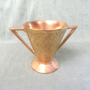 Pickard kleine vaas met bloemengouden handvat / vintage decoratief stuk roos en madeliefje, dubbel handvat, goud verguld
