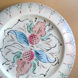 Painted wood plate / vintage, signed OLSEN 1952, folk art, rosemaled, hand painted plate, Pennsylvania Dutch