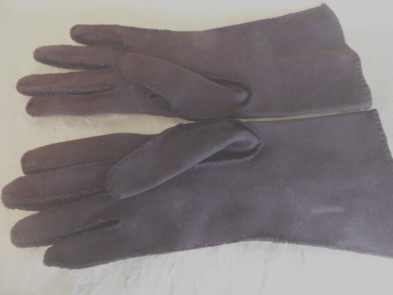 Rhinestone black cotton women's gloves / vintage,… - image 5