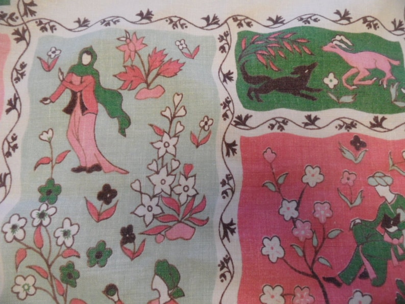 turban Shalimar Garden Persia theme tablecloth vintage exotic pink and green table cover music