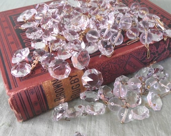 60 prismas octogonales de cristal para lámpara de araña / vintage, facetados, varios tamaños / cristal octogonal, algunas cuentas