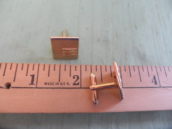 Gold SWANK cuff links / vintage modern square, mi… - image 6