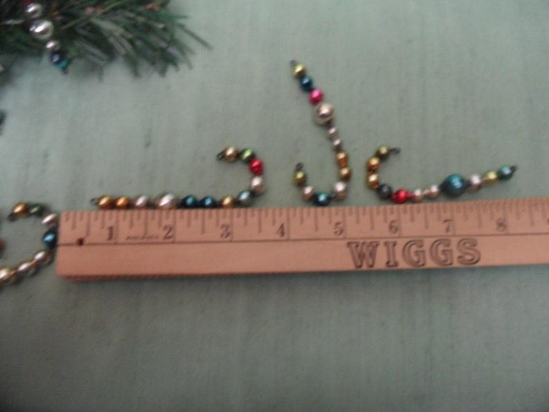 10 mercury glass bead candy canes colorful vintage antique garland bead ornament hanging atomic mid century Christmas