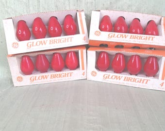 16 Christmas tree red light bulbs / vintage C7 Glow Bright in box