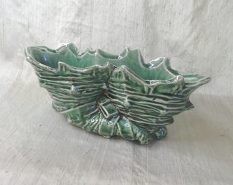 Green planter / vintage ceramic USA oblong