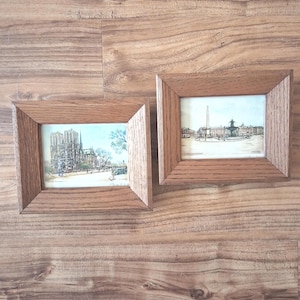 2 Paris etchings in oak frames / vintage , signed by Dufza / Quai Montebello and Place de la Concorde, Burin Original