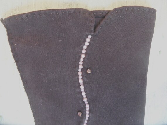 Rhinestone black cotton women's gloves / vintage,… - image 2