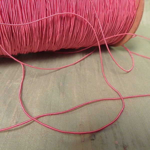 Wrapped cord spool / pink vintage silk wrapped cording;  large lot of cording trim, thread covered cord