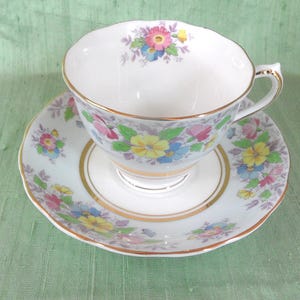 Floral teacup and saucer / vintage Colclough China set