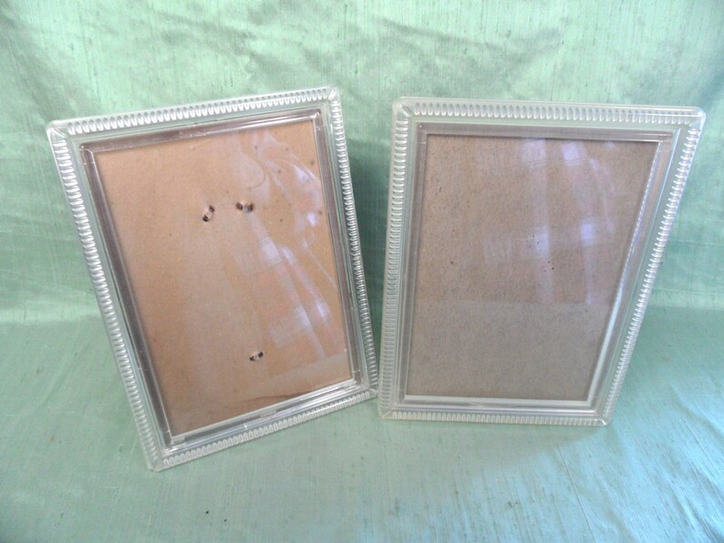 Two Clear Plastic Standing Frames Vintage 6 X 8 Image 0