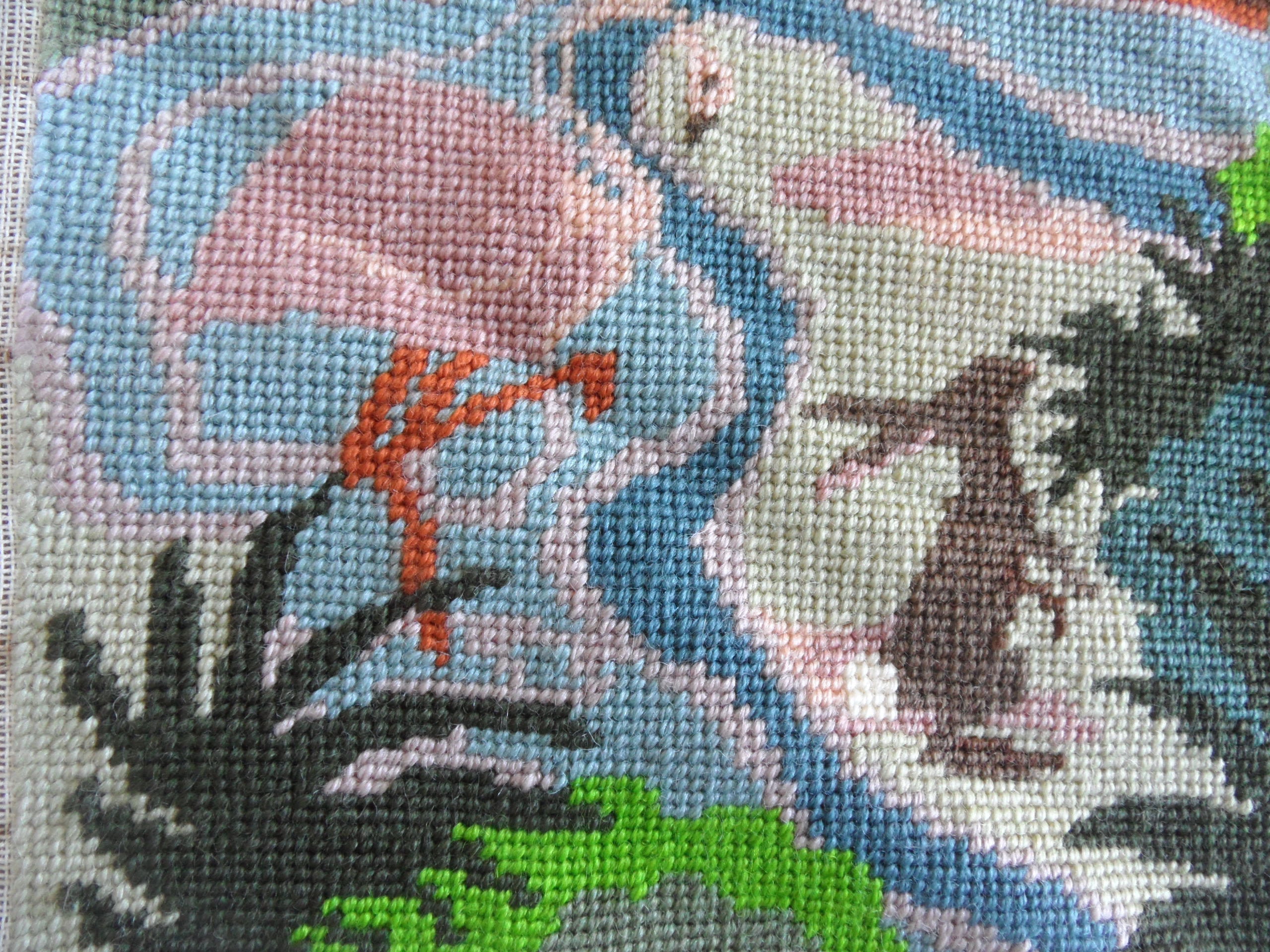 Large Needlepoint Panel W Animals / Vintage Multiple Animal Scene ...