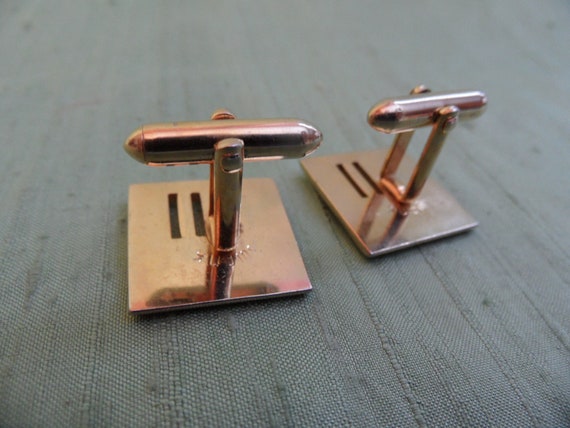 Gold SWANK cuff links / vintage modern square, mi… - image 3