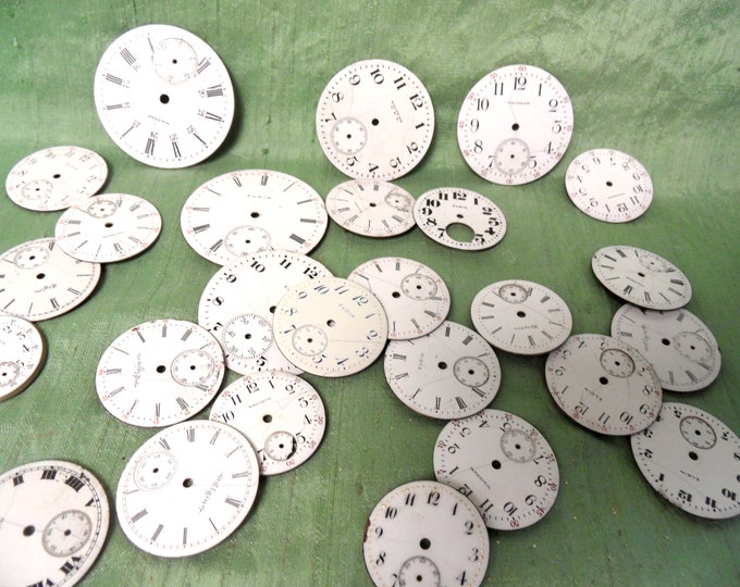 25 Porcelain Watch Faces, as is / Vintage Watch Part Lot / Supply