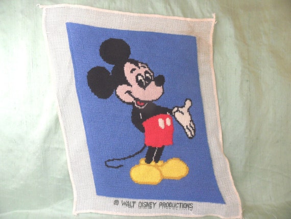 Walt Disney Productions Micky Mouse Completed Needlepoint Panel