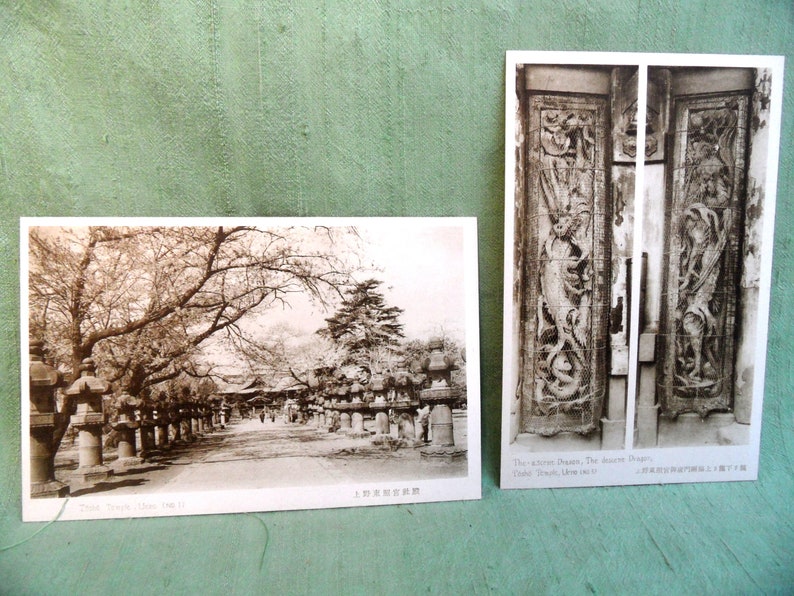 Tosho Temple Ueno Japanese temple postcard set of 4 vintage ephemera souvenir