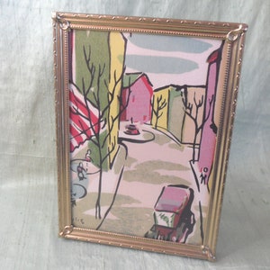 Standing metal picture frame / vintage 5&quot; x 7&quot; picture frame w glass