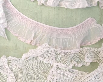 Lote de piezas de encaje vintage y cuellos / piezas de encaje vintage, cuello de ganchillo