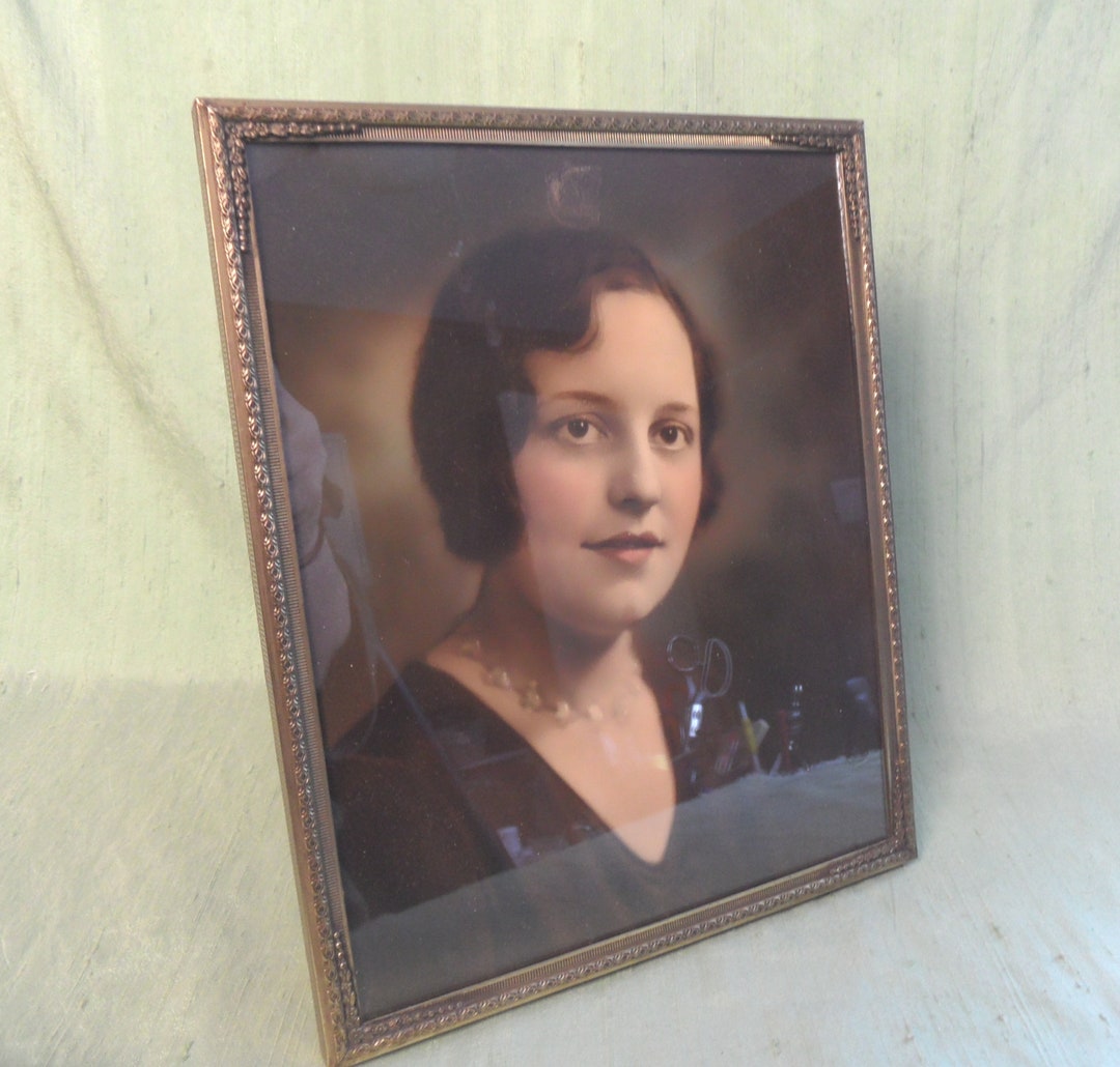 Standing Embossed Metal Picture Frame / 8 X 10 Vintage Frame W Glass Etsy