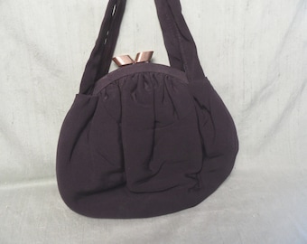 Bolso de tela negra / bolso con asa vintage / cierre de broche