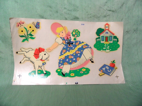 Mary had a little lamb decal sheet / vintage nursery rhyme water slide transfers