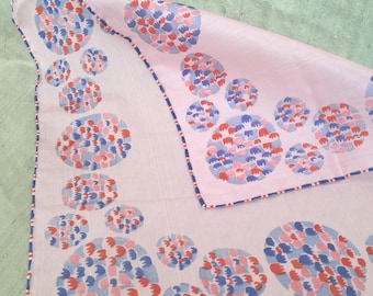 Silk handkerchief / vintage pink and blue hankie