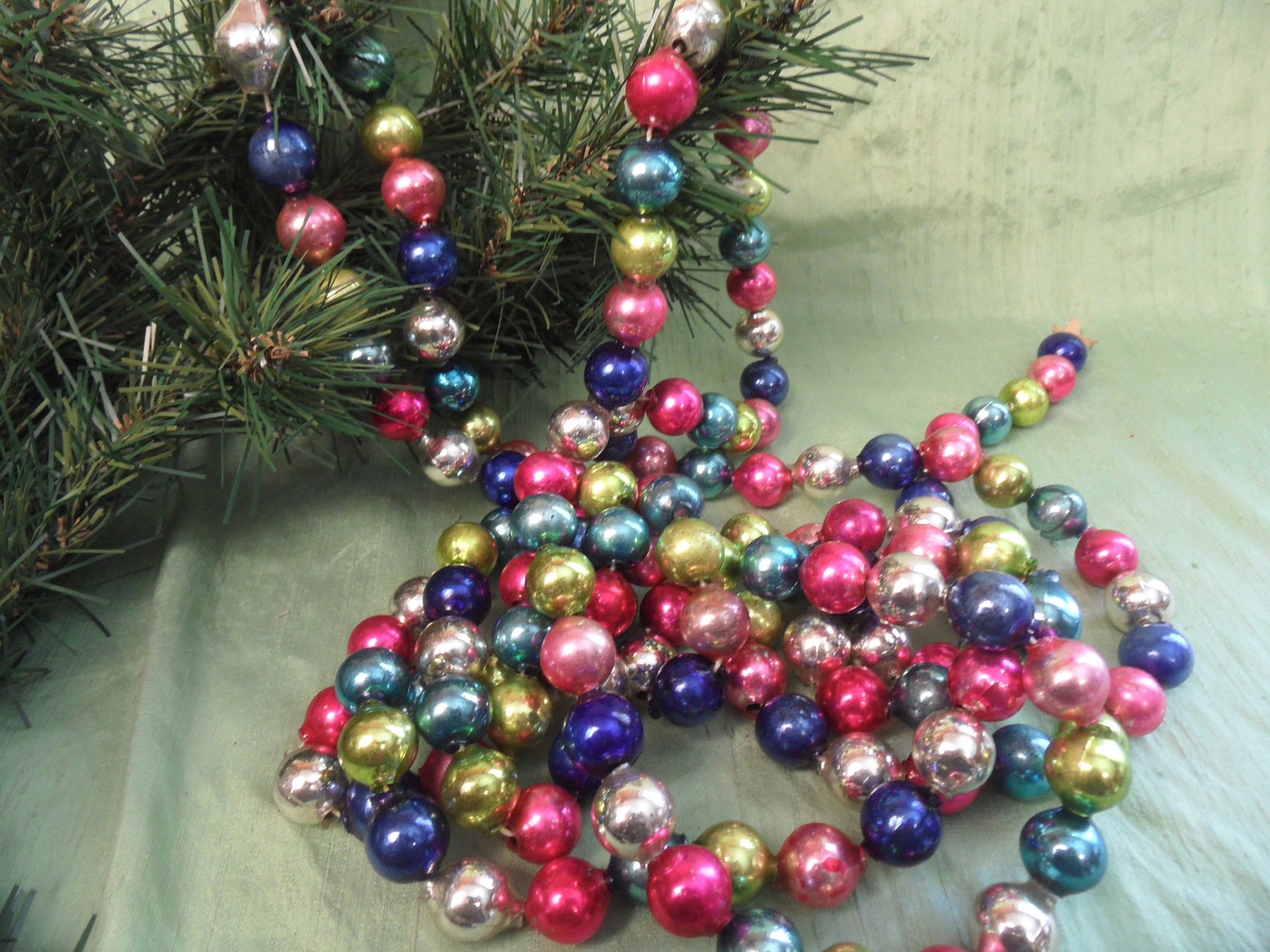 Large and Colorful Glass Christmas Tree Garland Beads / Etsy