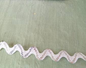 40 yards of white and metallic silver rick rack sewing trim, medium size