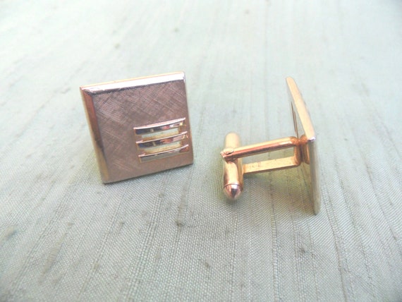 Gold SWANK cuff links / vintage modern square, mi… - image 7