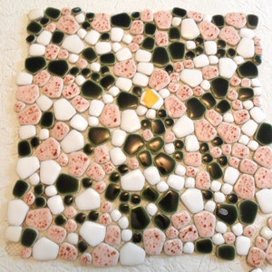 Pebble mosaic tile sheet / vintage Japan 1950 tile lot / mid century pieces for crafts, decor, etc.