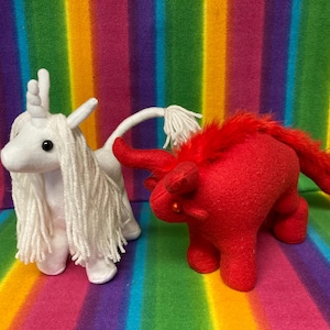 Last Unicorn and the Red Bull Book Plush Plushie Soft Toy Doll Stuffed Animal