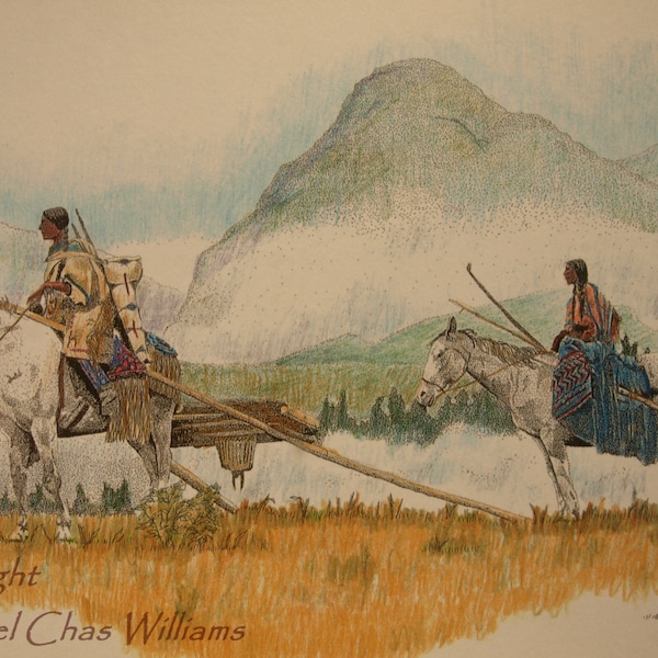 Native AMerican Blackfeet Women with Travois-  8x10 Fine Art Print