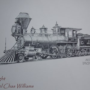 Lancaster Train Lokomotive - Kunstdruck von einer Feder und Tinte Original -