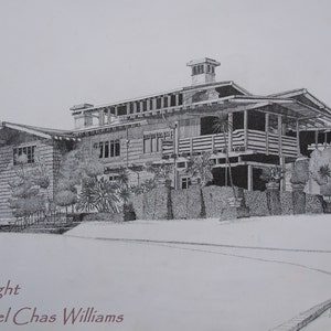 Architecture- Greene and Greene&#39;s Gamble House- Craftsman Style Pen and Ink Fine ARt Print
