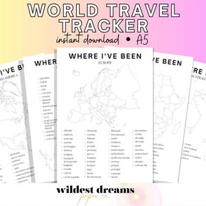 Tracker imprimable des voyages dans le monde : carnet de voyage A5 (téléchargement numérique)