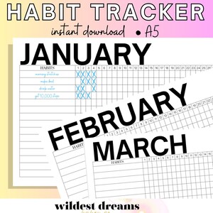 Printable Habit Tracker | Monthly Planner | A5 | Portrait | Minimalist ...