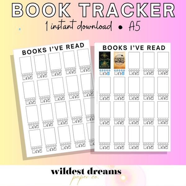 Printable Reading Tracker | Monthly Planner | A5 | Portrait | Minimalist | Instant Download PDF | Books I've Read | Book Covers