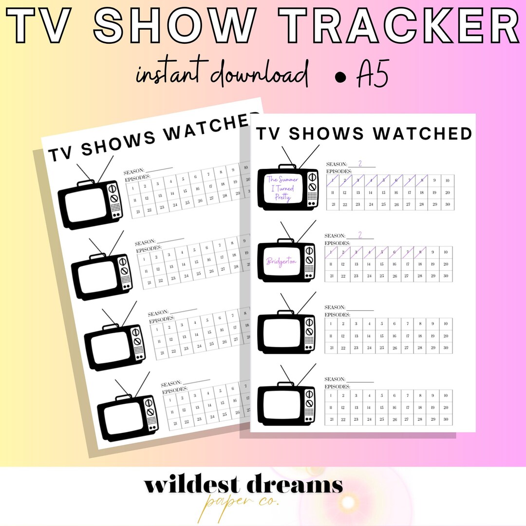 Printable TV Tracker | Monthly Planner | A5 | Portrait | Minimalist | Instant Download PDF | TV ...