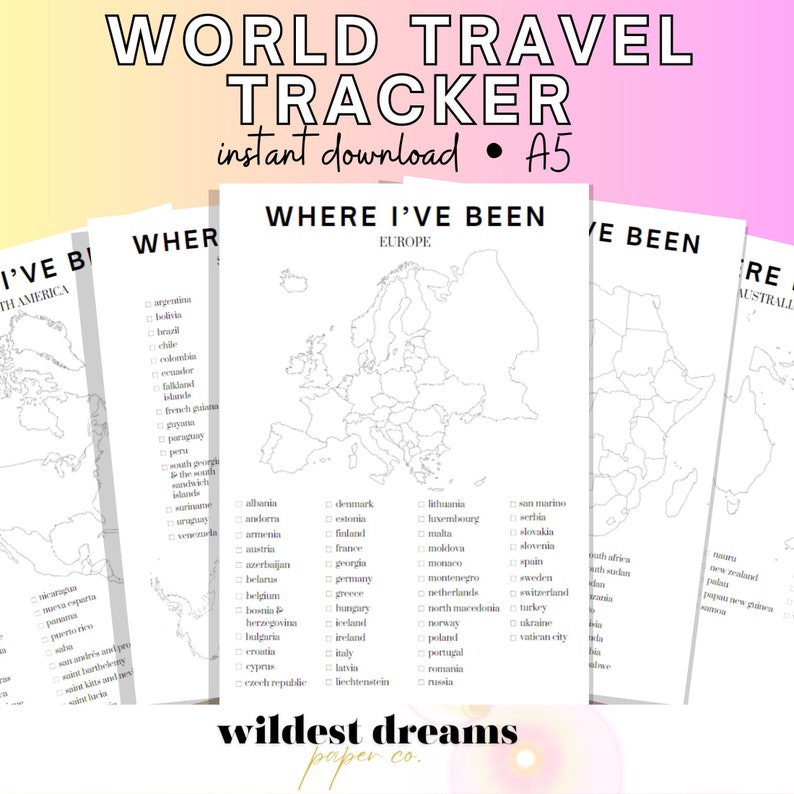Printable World Travel Tracker | Travel Journal | A5 | Portrait ...