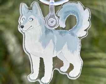 Siberian Husky Keychain: Adorable Acrylic Dog Charm