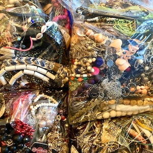 10% off code 1 to 10 lbs bulk JUNK/BROKEN jewelry mixed lot Grab Bag Costume Crafters Crafting Resell Vintage to Modern image 1