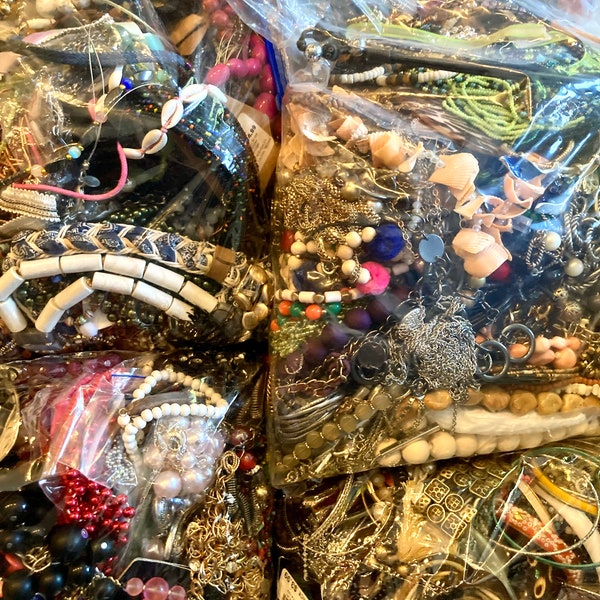 10% off code** 1 to 10 lbs bulk JUNK/BROKEN jewelry mixed lot | Grab Bag | Costume | Crafters | Crafting | Resell |Vintage to Modern