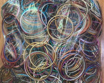 Big Bag of Aluminum Bangle Bracelets mixed lot | Grab Bag | Costume | Crafters | Craft | Resell | Variety of colors