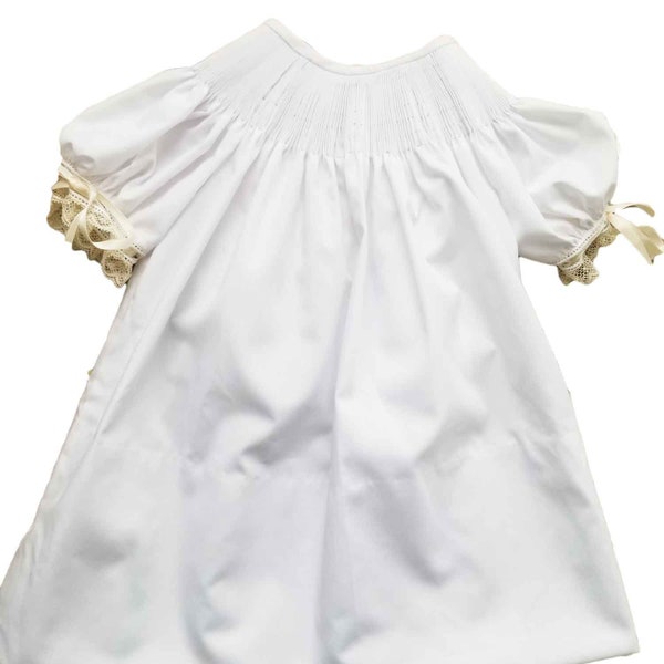 Girl Ready To Smock Broadcloth Dress, Flower Girl Dress, Heirloom Easter Dress, Toddler Smocked Dress, Baby Dress