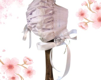 Ready To Smock White Back Ruffle Bonnet