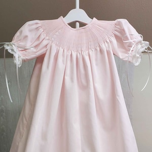 The Eva-Heirloom Style Ready To Smock Bishop Dress With Tucks and Lace
