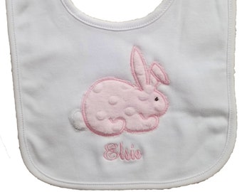 Applique Bunny Baby Bib,  Baby Shower Gift, Easter Bib
